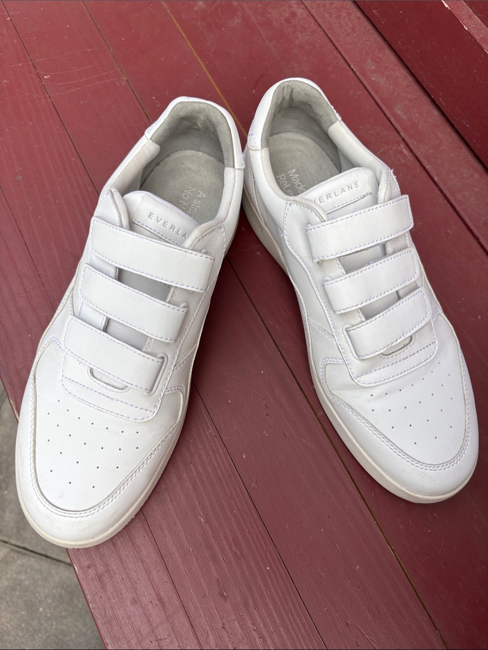 Everlane White Leather Velcro-Closure Men's Sneakers
